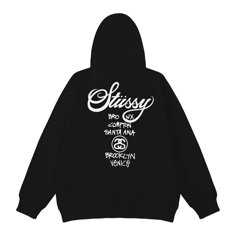 Худи Stussy New York Los Angeles Tokyo ZIP "Black" фото № 2