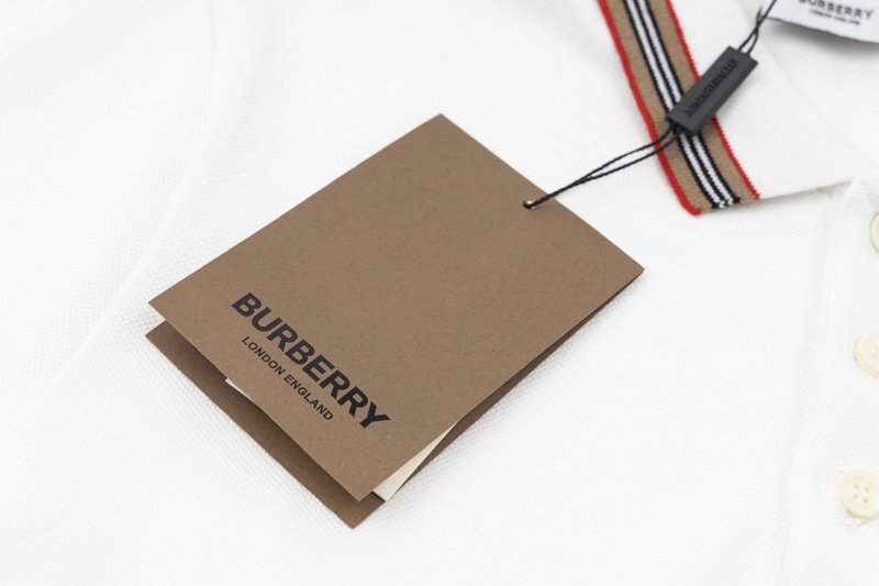 Поло Burberry Striped Collar "White" фото № 4