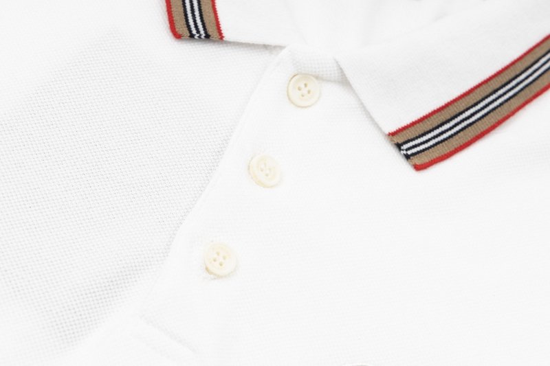 Поло Burberry Striped Collar "White" фото № 7