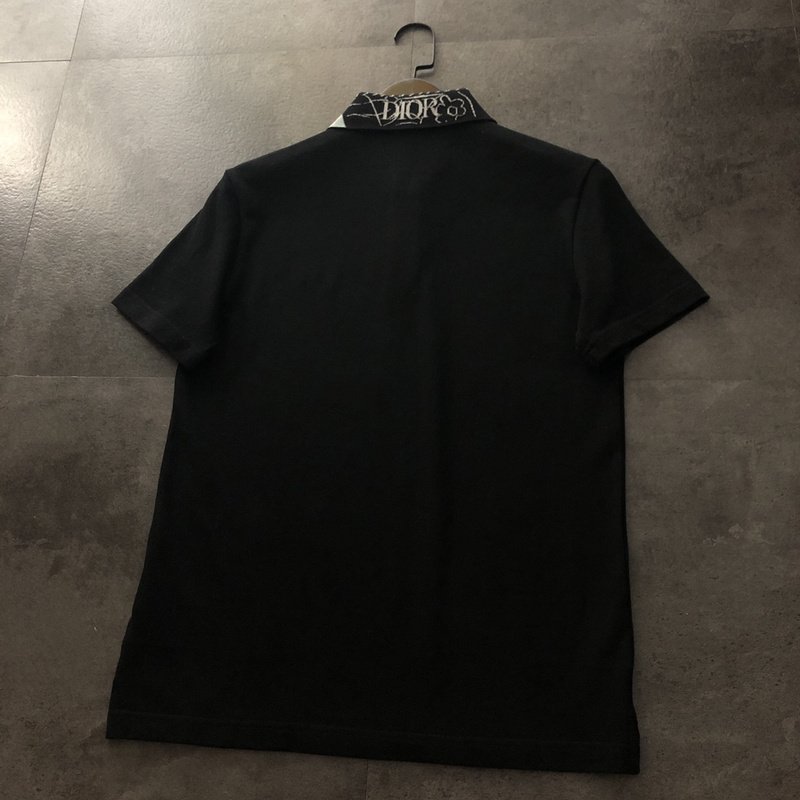 Поло Dior With A Patterned Collar "Black" фото № 4