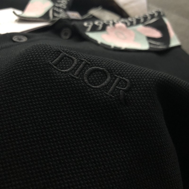 Поло Dior With A Patterned Collar "Black" фото № 7