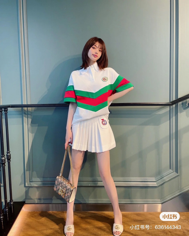 Поло GUCCI Logos Color Print "White/Green/Red" фото № 3