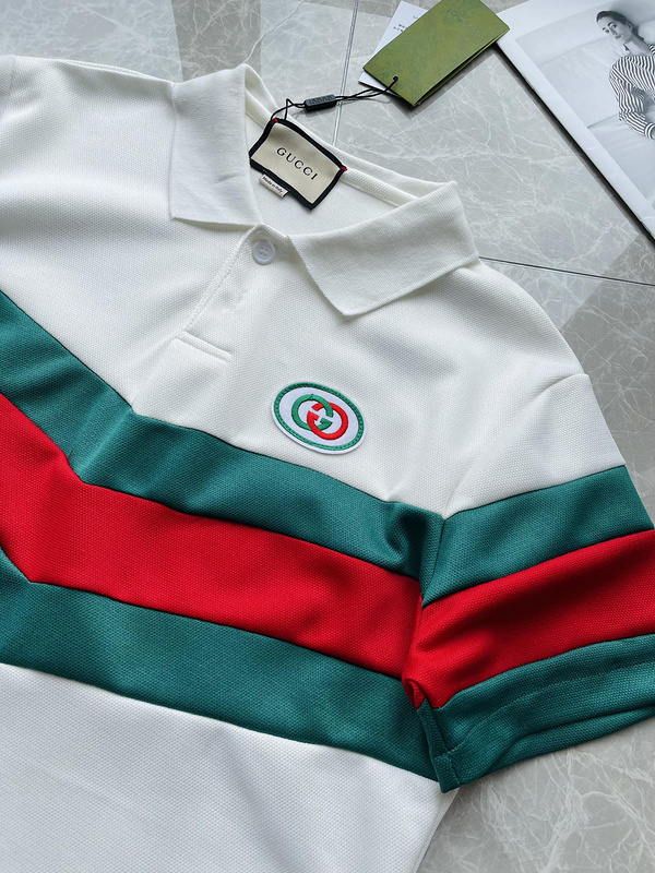 Поло GUCCI Logos Color Print "White/Green/Red" фото № 2