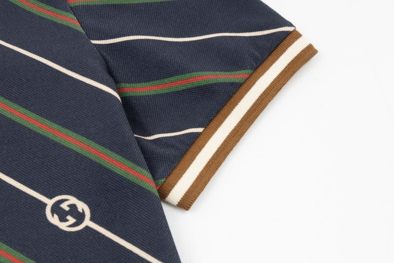 Поло Gucci With Diagonal Lines Print And Logo "Blue/Brown" фото № 7