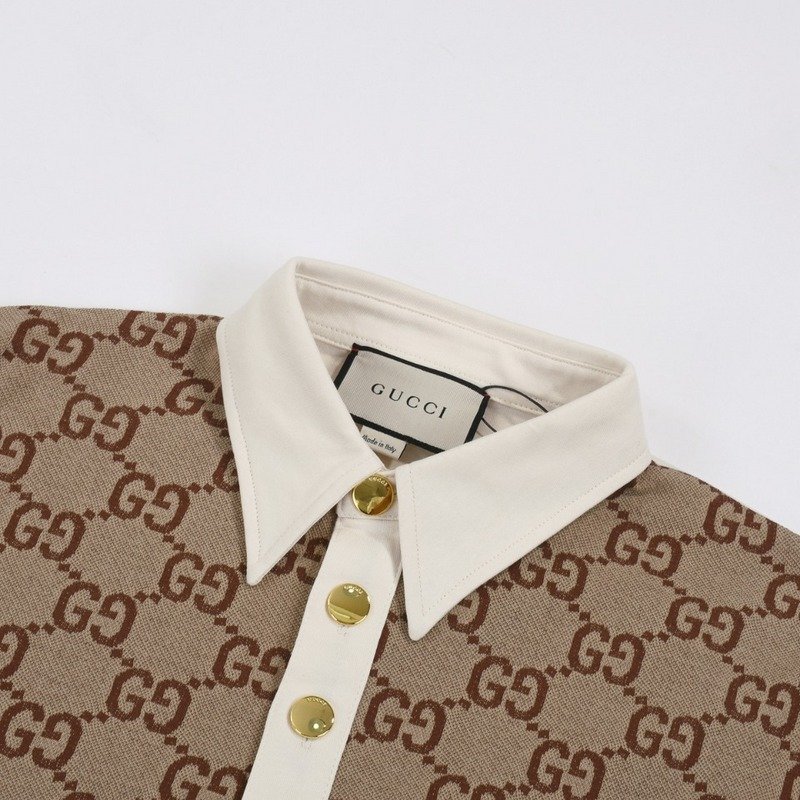 Поло Gucci Without Print On The Back "Cream/Brown" фото № 6