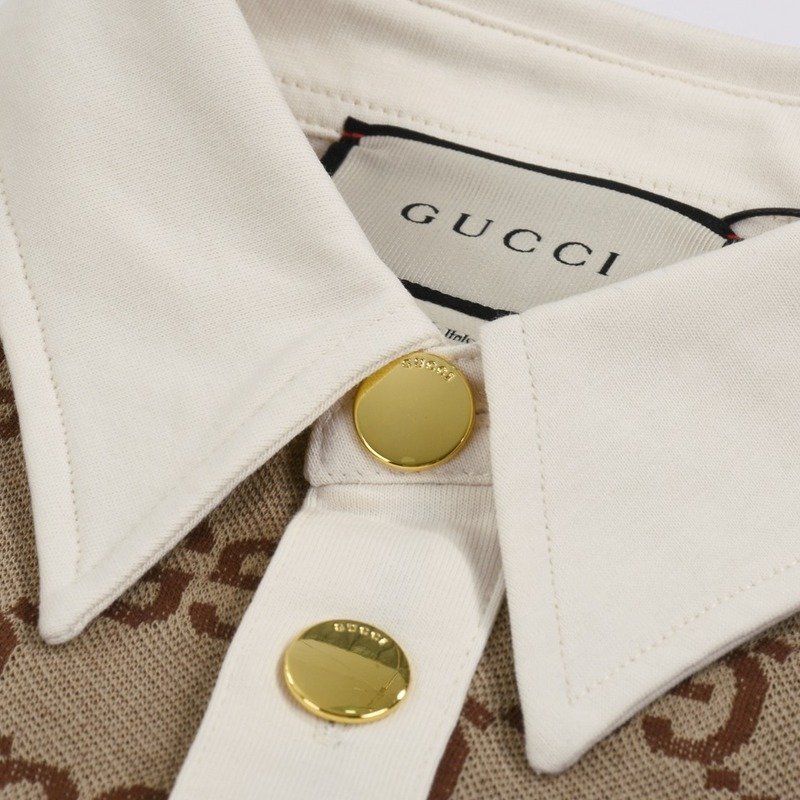 Поло Gucci Without Print On The Back "Cream/Brown" фото № 9