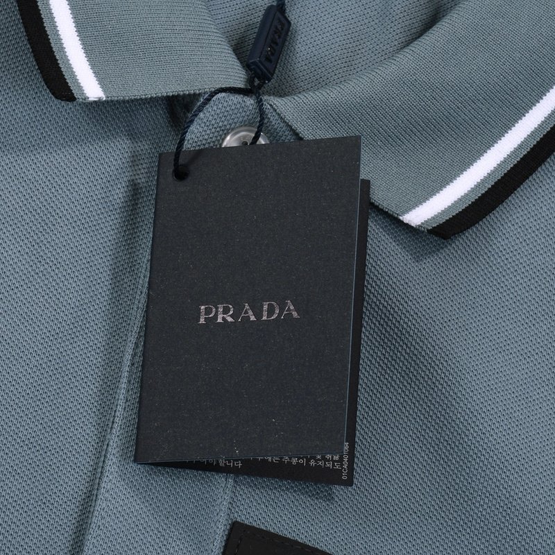 Поло Prada With Black Text Stripe "Blue/Gray" фото № 2