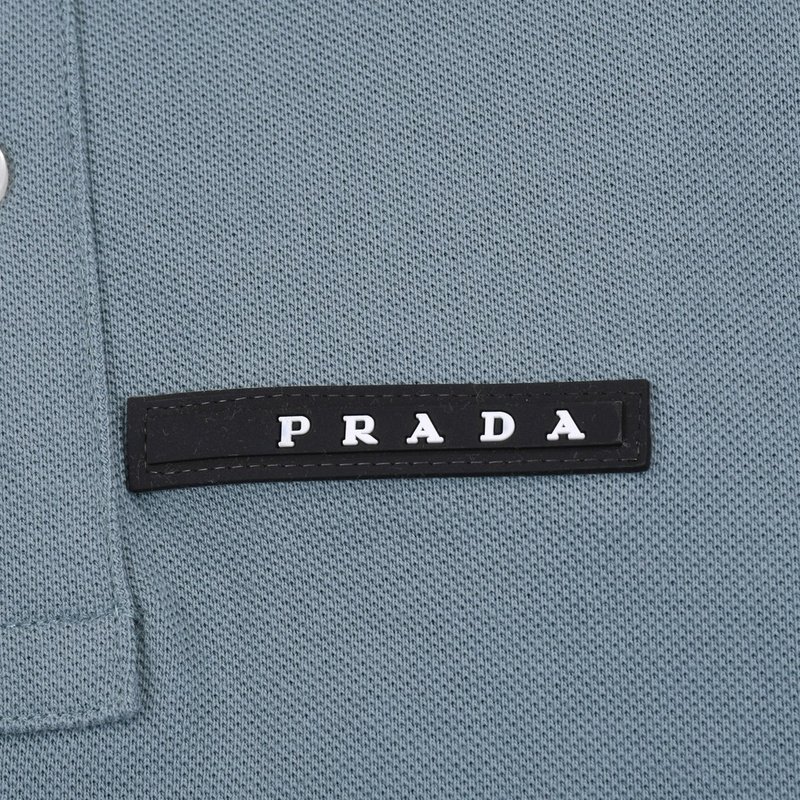 Поло Prada With Black Text Stripe "Blue/Gray" фото № 8