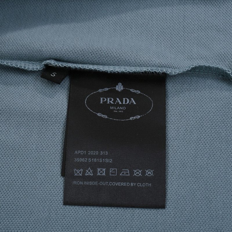 Поло Prada With Black Text Stripe "Blue/Gray" фото № 6