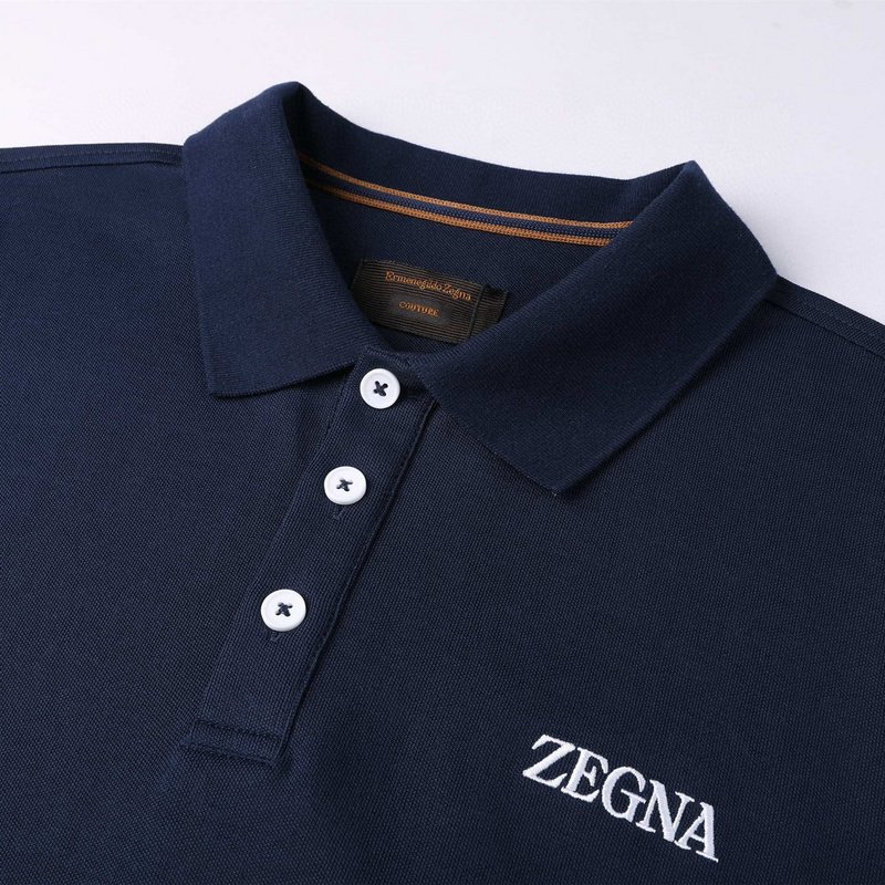 Поло Zegna Solid Color With Logo "Blue/Black" фото № 7