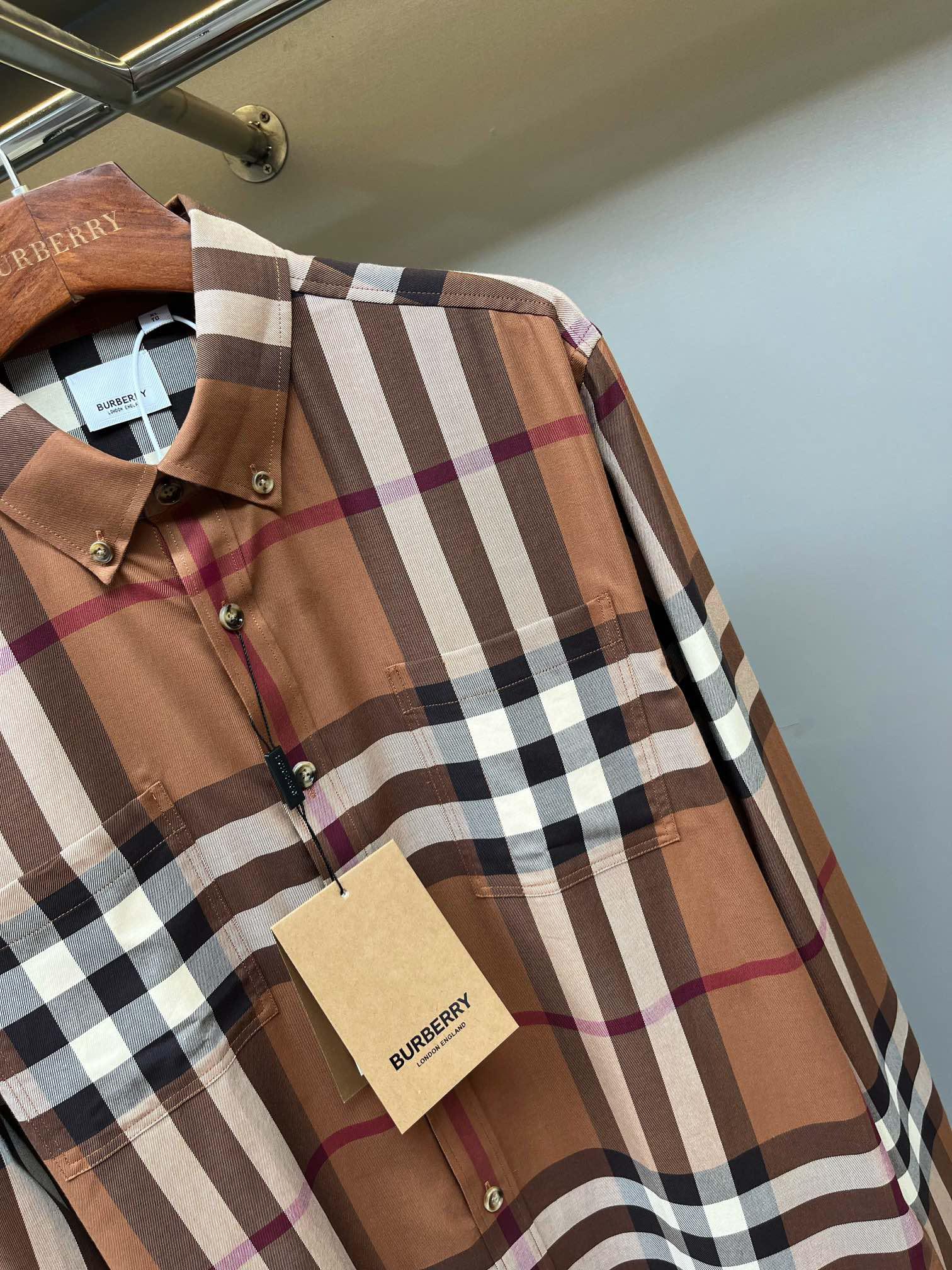 Рубашка Burberry Print Allsides Red And Contrast Lines "Brown" фото № 3