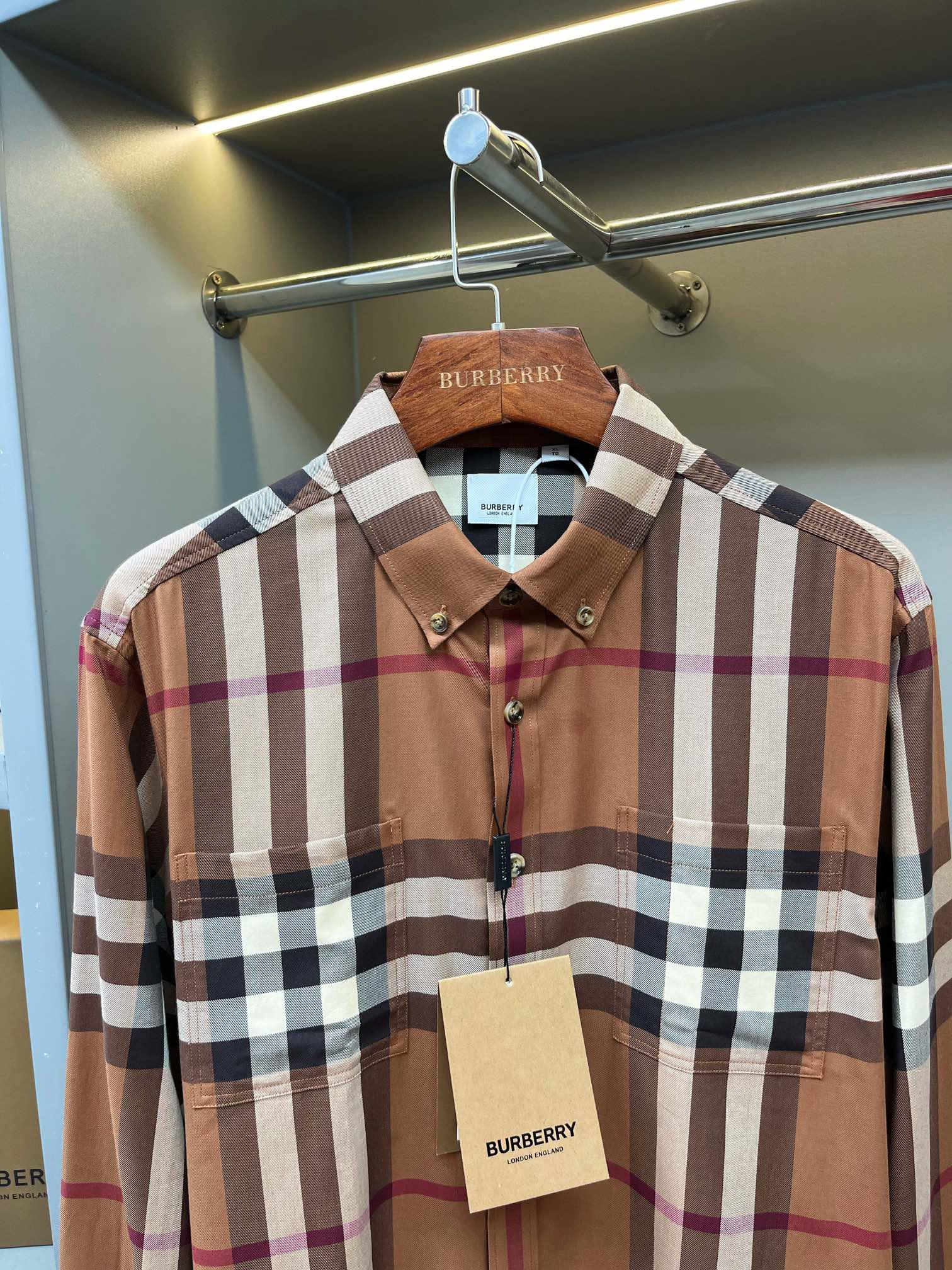 Рубашка Burberry Print Allsides Red And Contrast Lines "Brown" фото № 2