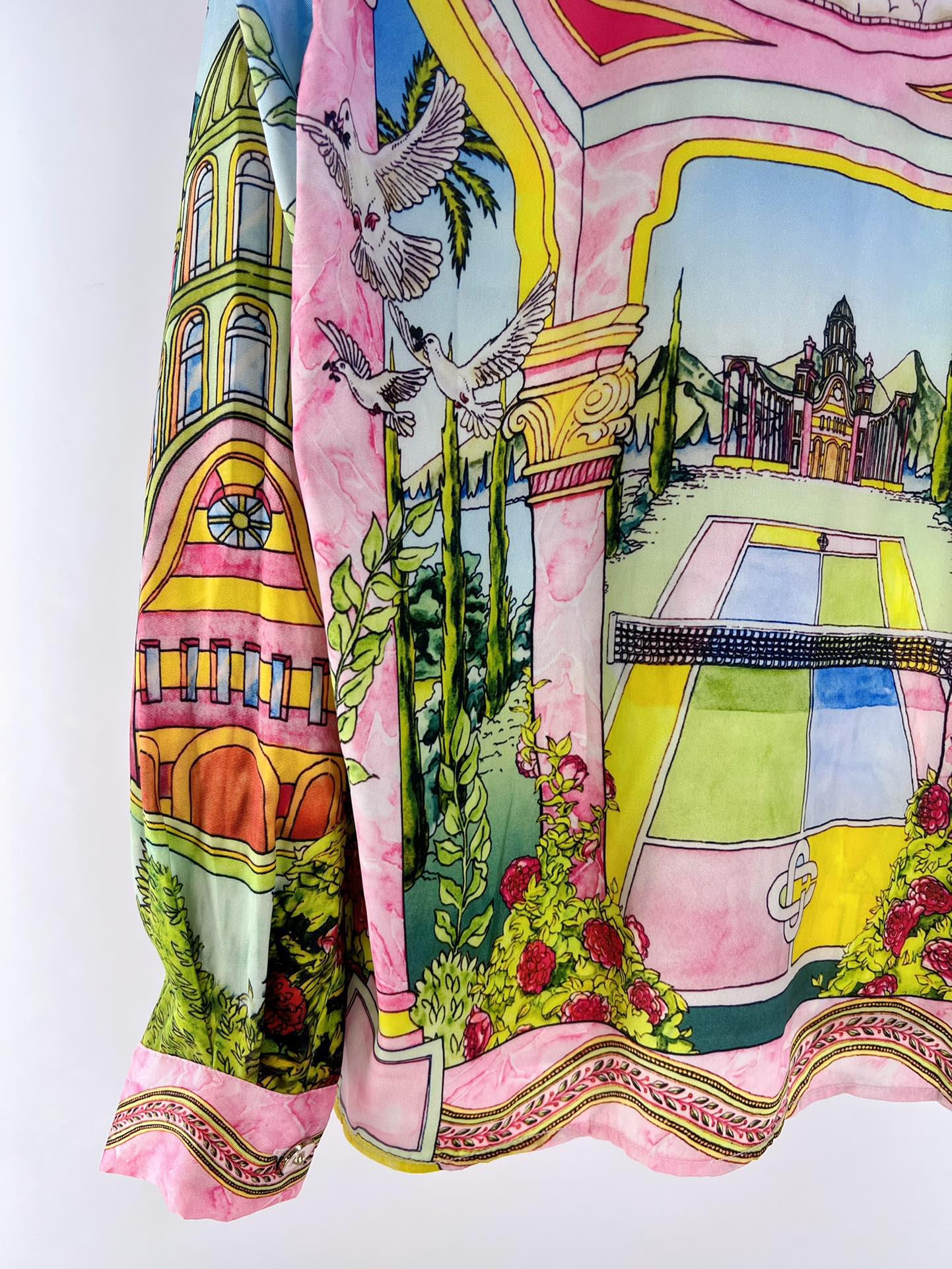 Рубашка Casablanca Pink Columns Mountains Plants "Pink" фото № 4