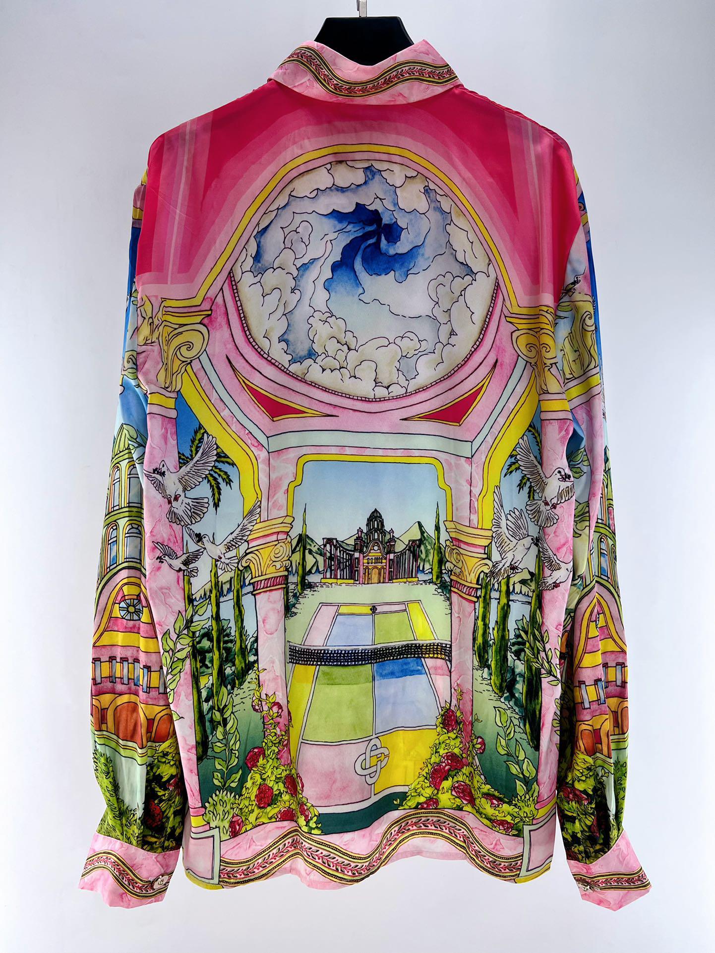 Рубашка Casablanca Pink Columns Mountains Plants "Pink" фото № 3