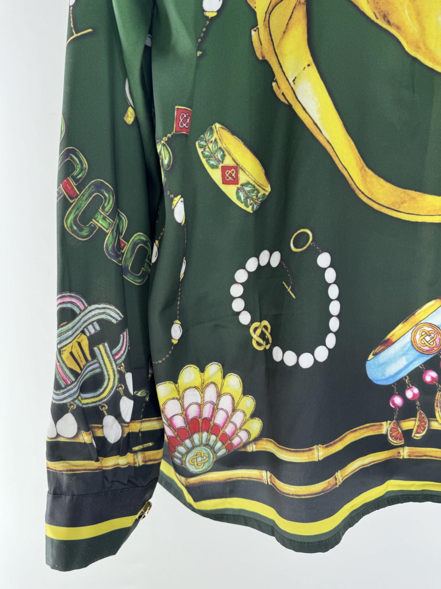 Рубашка Casablanca Shells Rings Print "Green" фото № 7