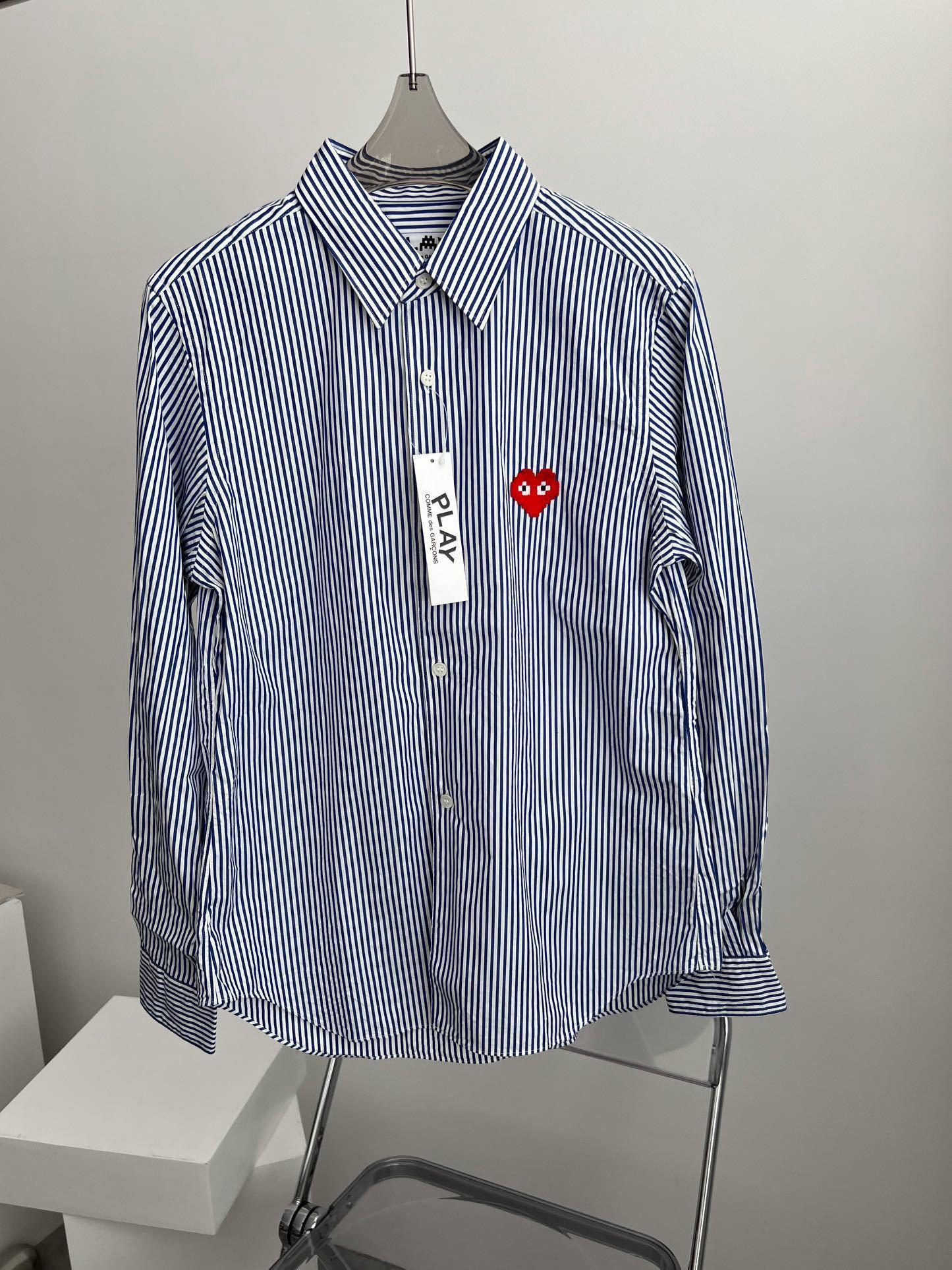 Рубашка Comme des Garcons Play Minecraft Red Heart Eyes "Blue" фото № 2