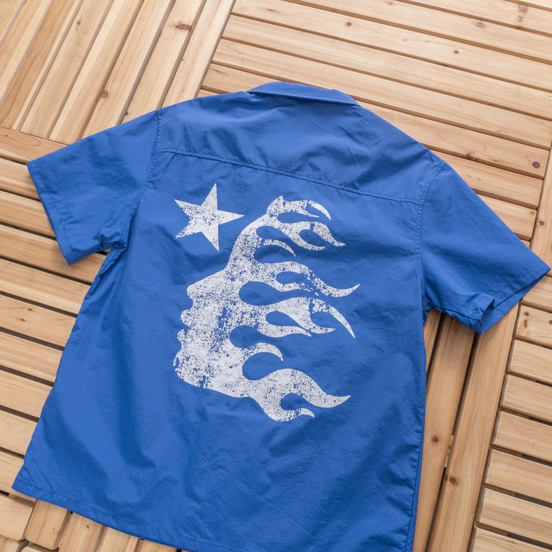 Рубашка Hellstar Face And Star Back "Blue" фото № 2