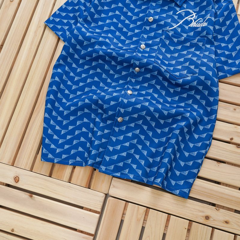 Рубашка Rhude With Print Of United Triangles "Blue" фото № 8