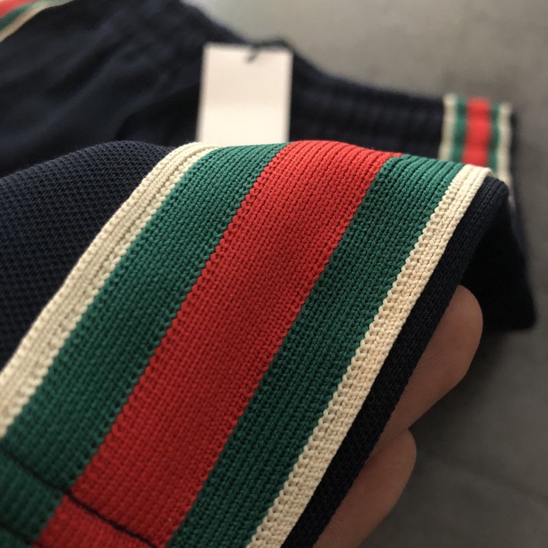 Шорты Gucci Green Stripe And Small Logo "Black" фото № 3