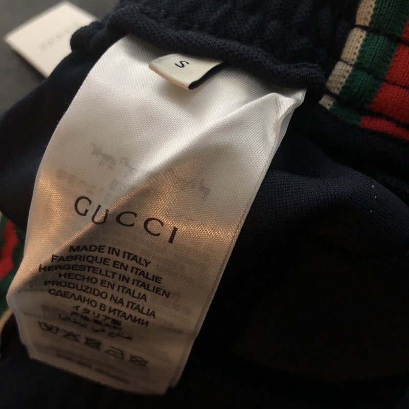 Шорты Gucci Green Stripe And Small Logo "Black" фото № 5