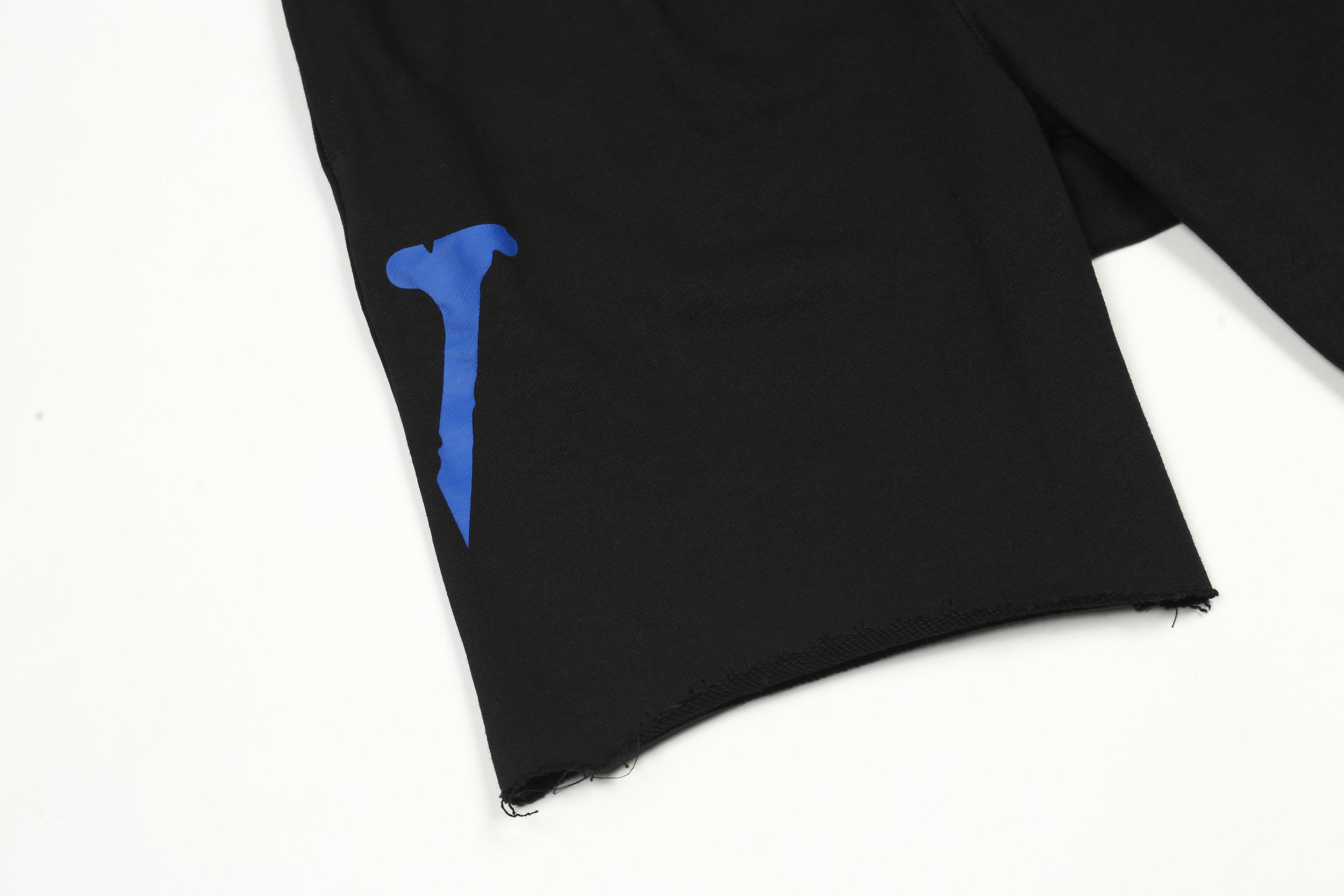 Шорты Vlone Every Living Creature Dies Alone "Black/Blue" фото № 5