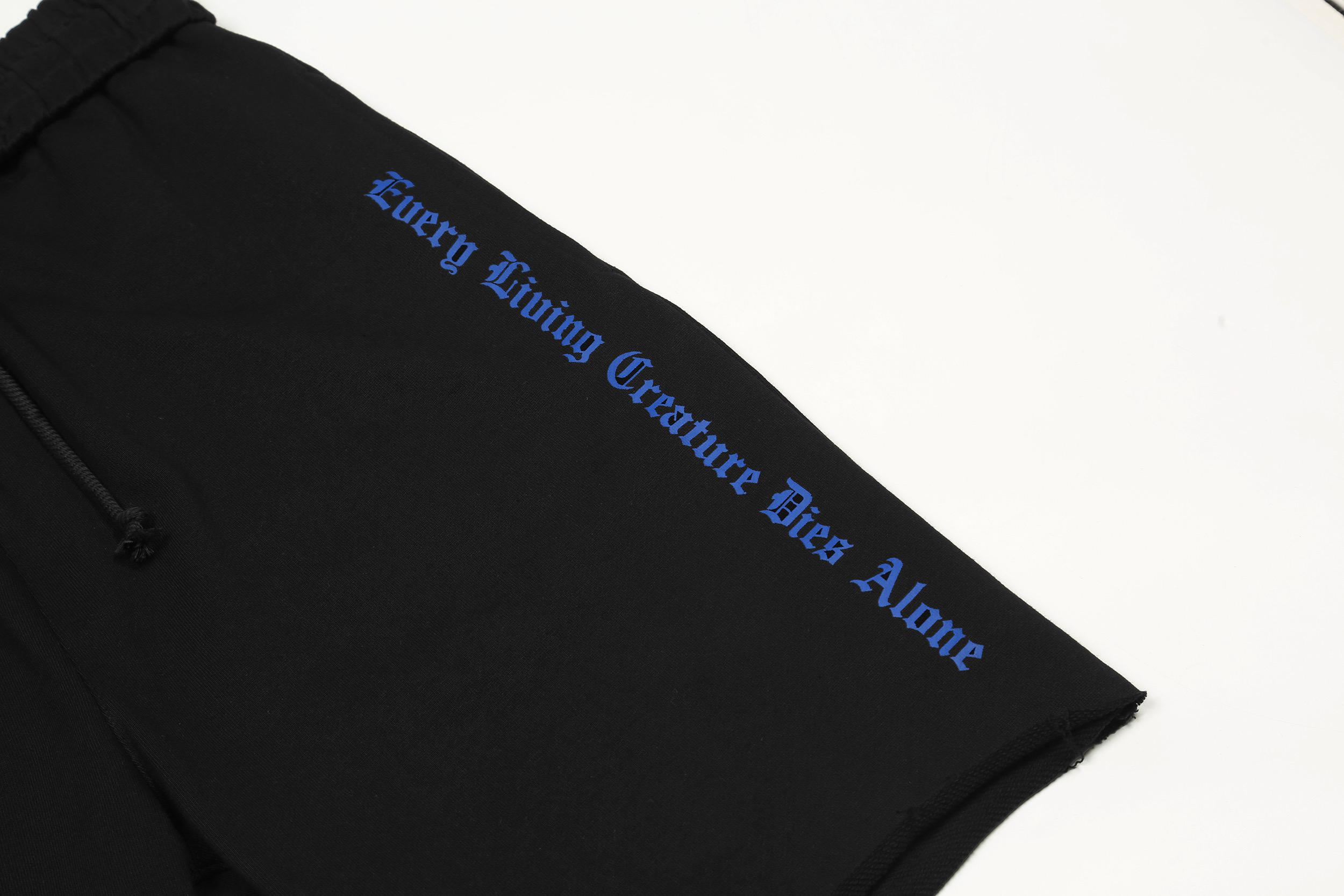 Шорты Vlone Every Living Creature Dies Alone "Black/Blue" фото № 9