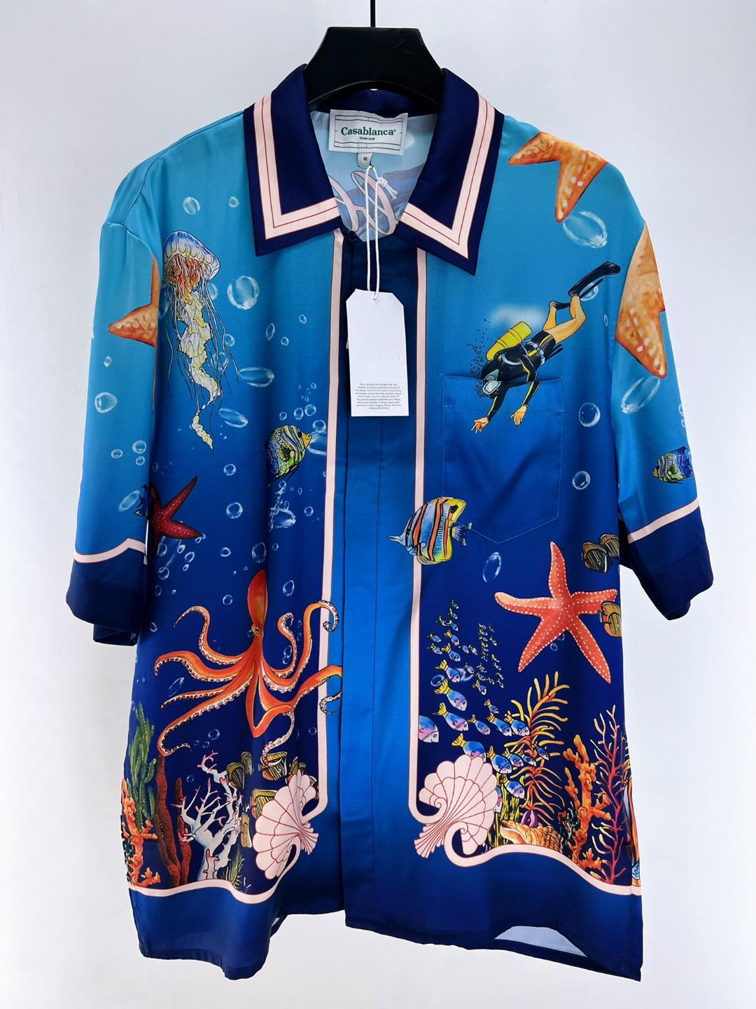 Рубашка Casablanca Dark Seabed Aqualunger Print "Blue" фото № 3