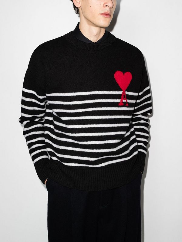 Свитер Amiri Striped With Red Logo "Black" фото № 4