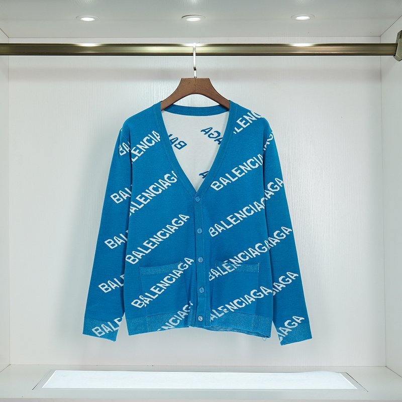 Кардиган Balenciaga With Pockets And Text Logo "Blue" фото № 2
