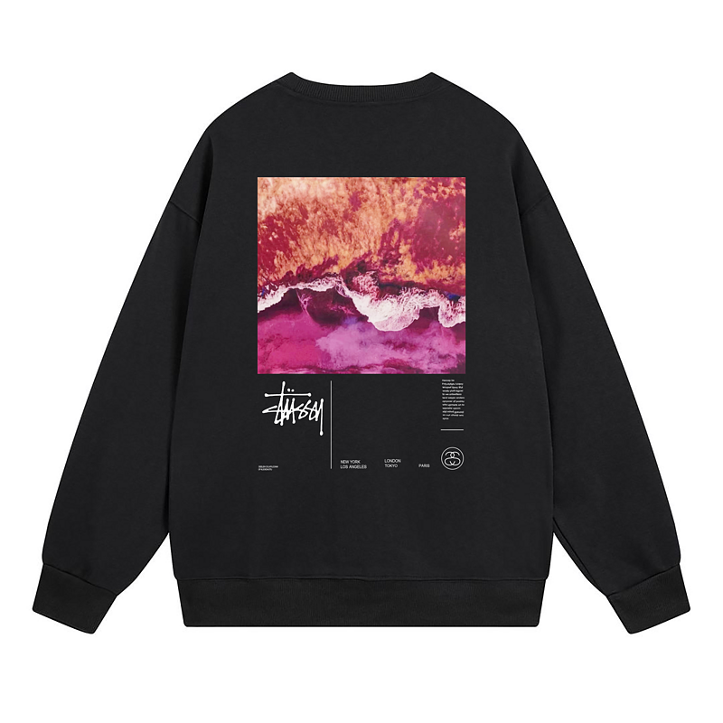 Свитшот Stussy Pink Tide On The Beach "Black" фото № 2