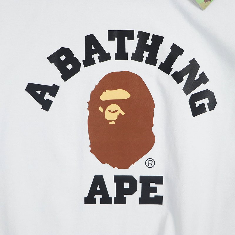 Футболка A Bathing Ape Image Of Monkey - With Text Logo "White" фото № 6