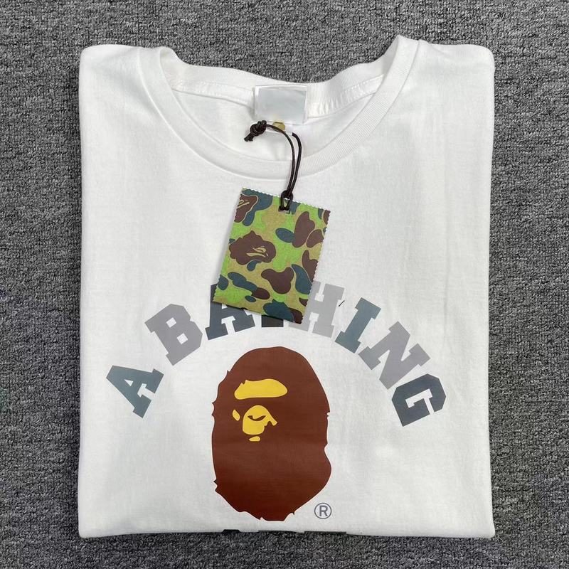 Футболка A Bathing Ape With Monkey Print And Text Logo "White" фото № 2