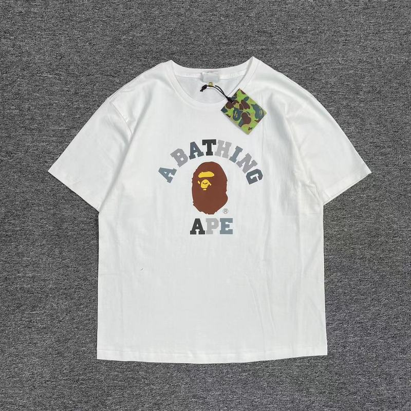 Футболка A Bathing Ape With Monkey Print And Text Logo "White" фото № 3
