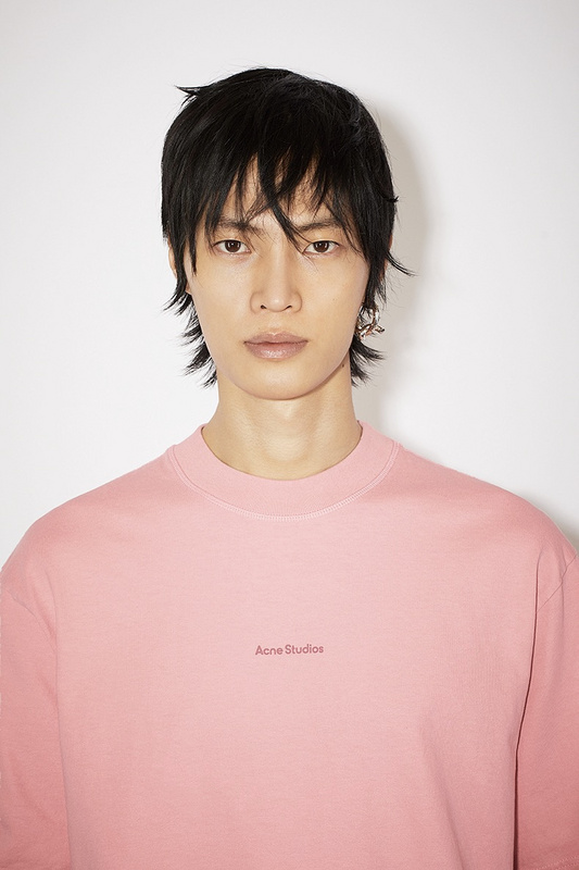 Футболка Acne Studios Short Sleeve Logo Text AS "Light pink" фото № 3