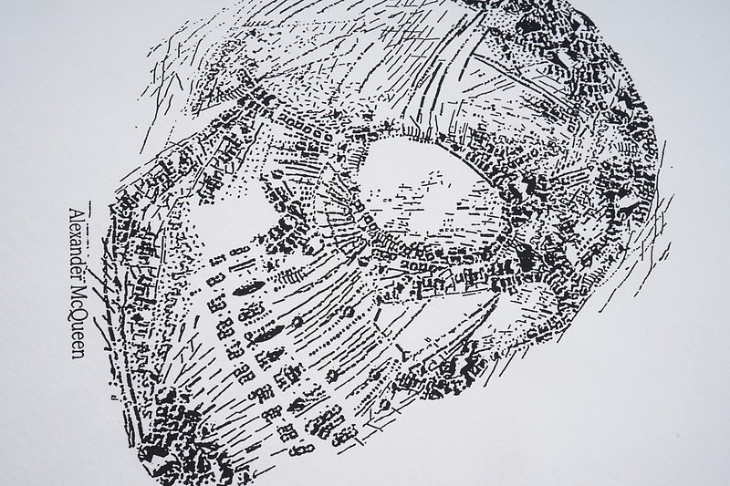 Футболка Alexander Mcqueen Skull Made Of Lines Front Print "White" фото № 3
