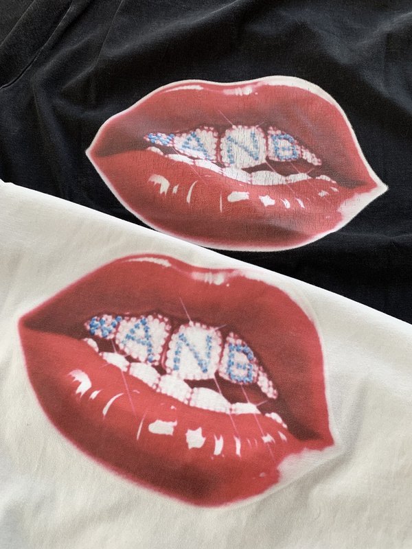 Футболка Alexander Wang Rhinestone Logo And Lip Print "White" фото № 4