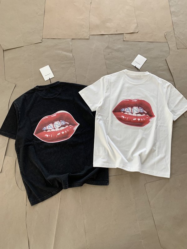 Футболка Alexander Wang Rhinestone Logo And Lip Print "White" фото № 3