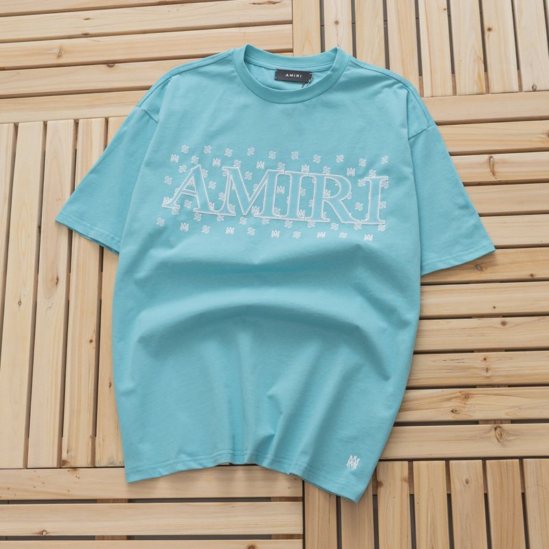 Футболка Amiri With Text Logo-Patch "Blue" фото № 4