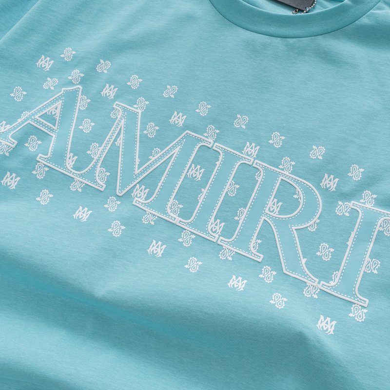 Футболка Amiri With Text Logo-Patch "Blue" фото № 6