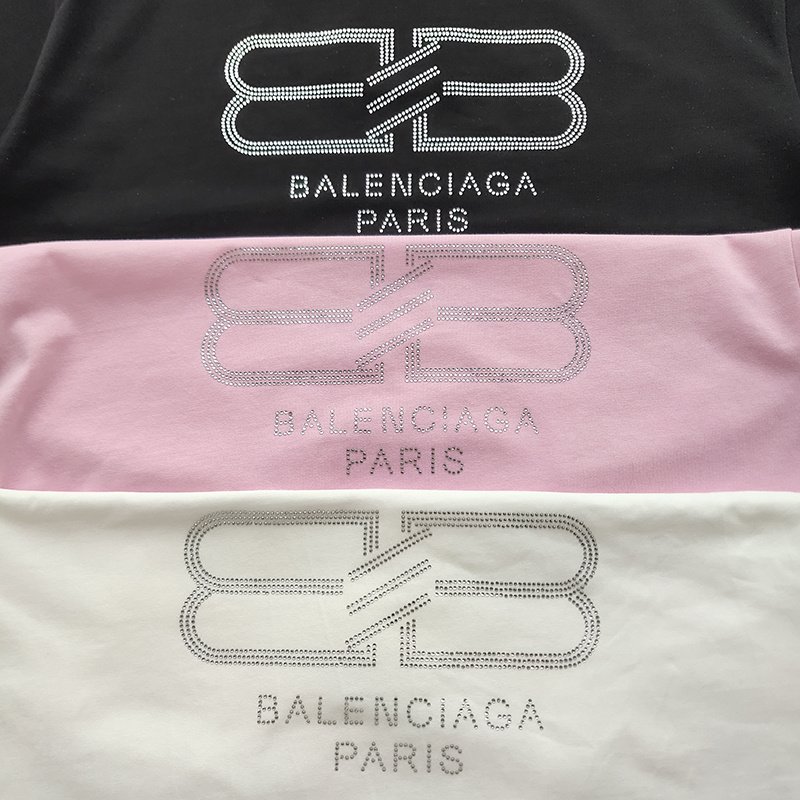 Футболка Balenciaga Rhinestone Letter Logo "Black" фото № 3