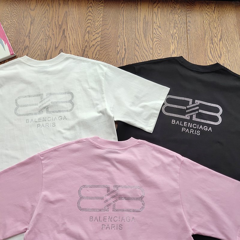 Футболка Balenciaga Rhinestone Letter Logo "Black" фото № 4