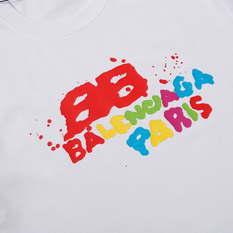 Футболка Balenciaga Colorful Logo - Cotton "White" фото № 4