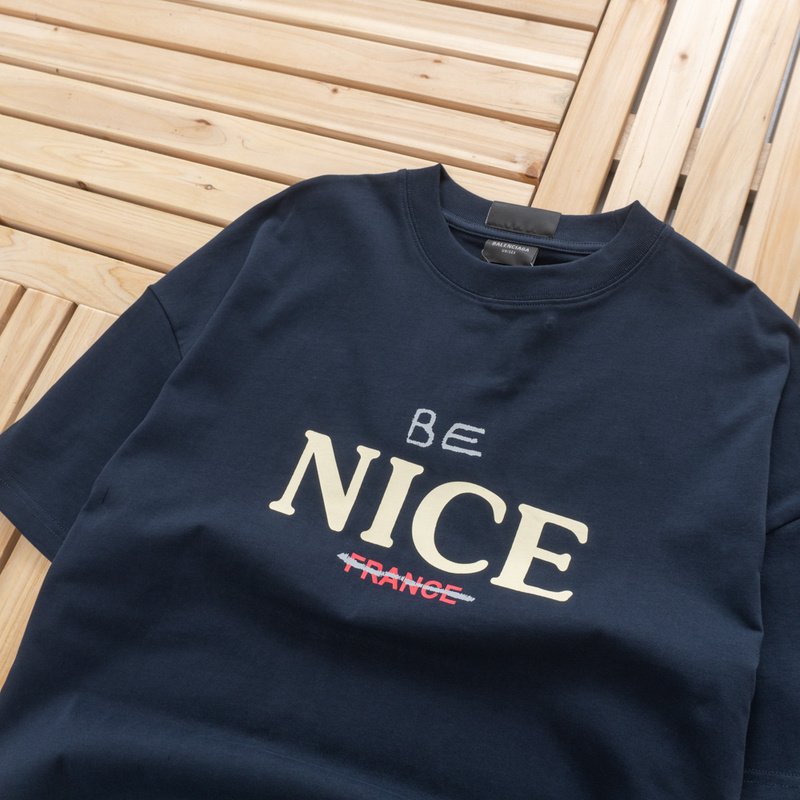 Футболка Balenciaga BE NICE FRANCE "Navy Blue" фото № 8
