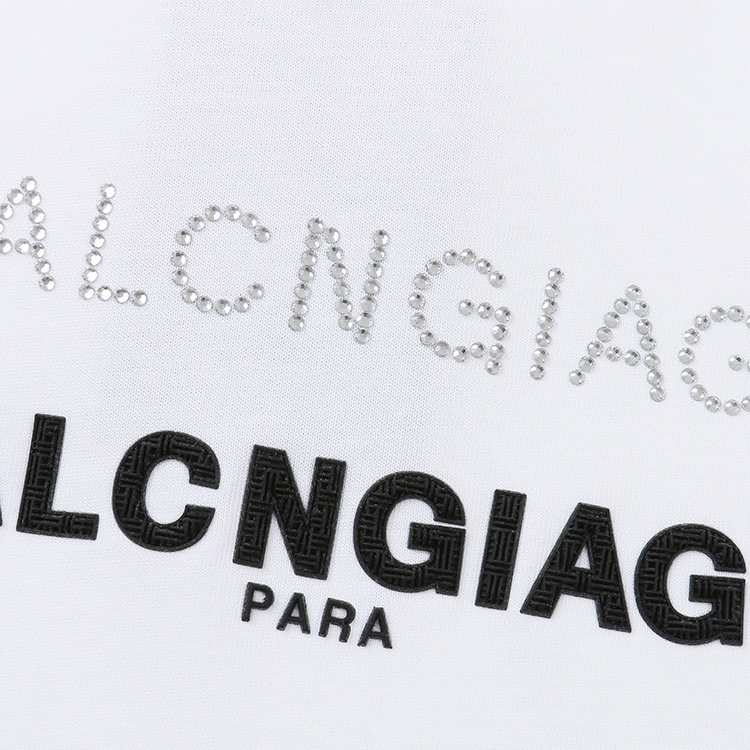 Футболка Balenciaga With Rhinestones "White" фото № 3