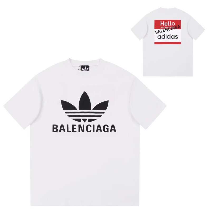 Футболка Balenciaga X Adidas With Logo And Greeting "White" фото № 9