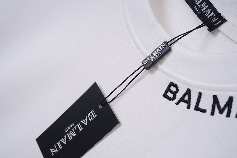 Футболка Balmain Part Of Collar Decorated By Logo Inscription "White" фото № 3