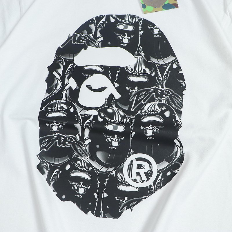 Футболка Bape Big Logo With Background From Apes "White" фото № 3