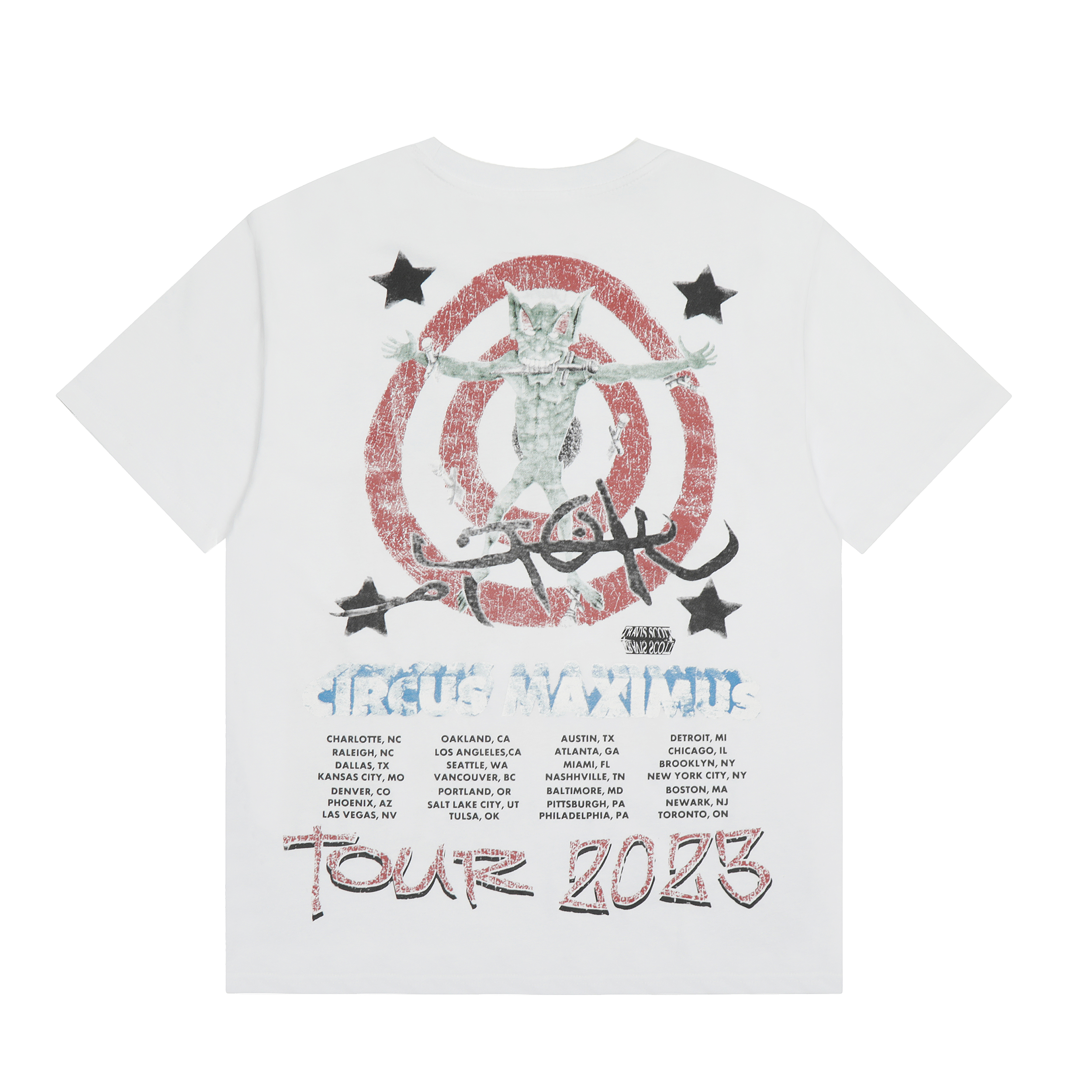 Футболка Cactus Jack Merch Utopia Travis Scott Circus Max Tour 2023 Devil with Halo "White" фото № 2