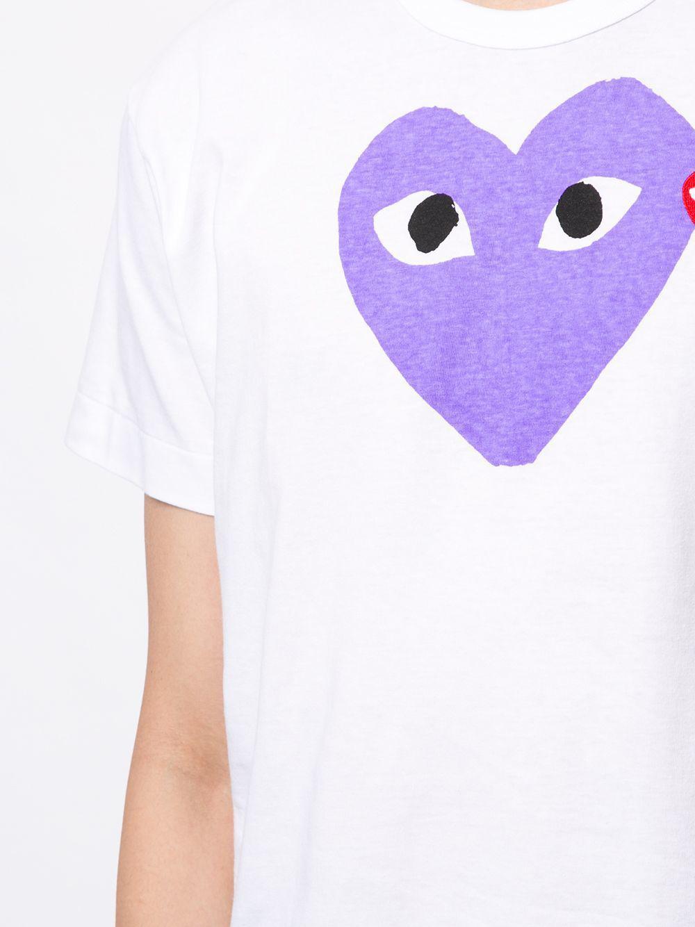 Футболка Comme des Garçons Play Purple Heart Eyes "White" фото № 6
