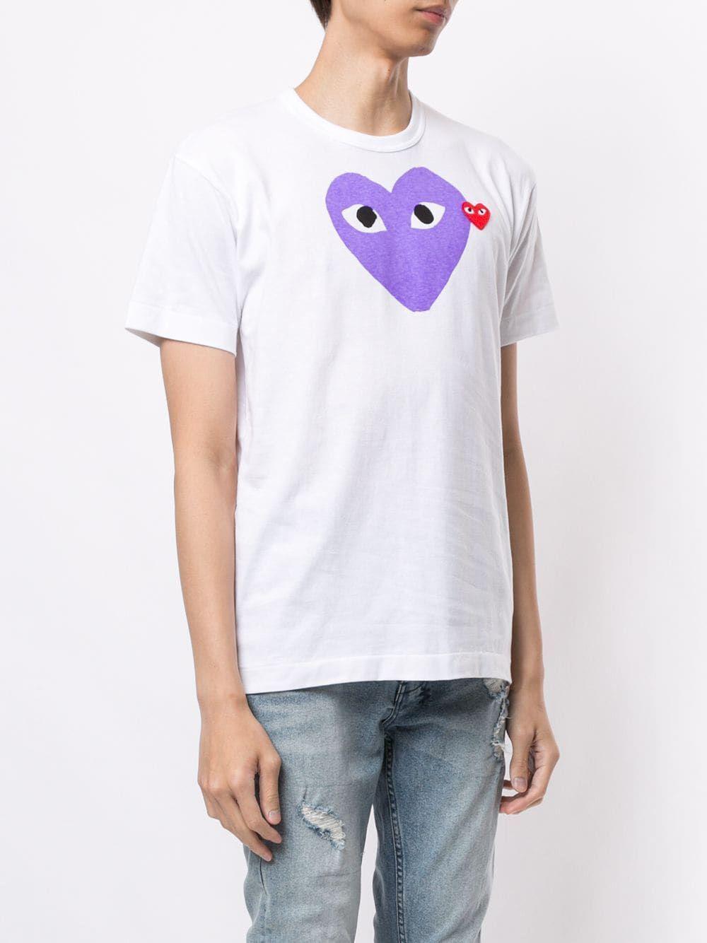 Футболка Comme des Garçons Play Purple Heart Eyes "White" фото № 5